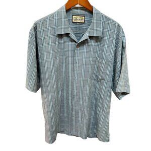 JAMACIA Jaxx Mens Blue Plaid Print Short‎ Sleeve Shirt Size XL